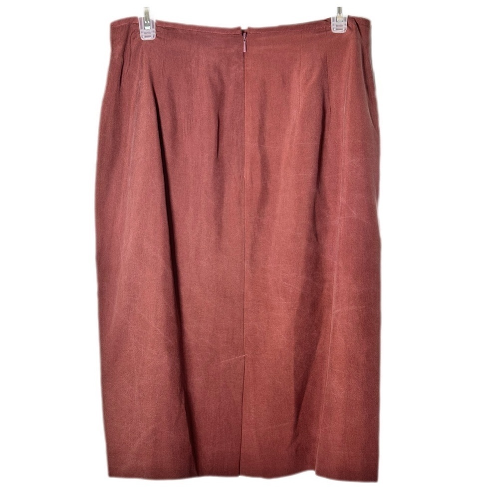 August Silk Muted Reddish Brown Silk Pencil Skirt - Picture 2 of 5